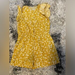 Girls yellow and white floral romper!